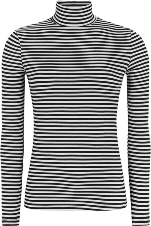 Soft Rebels Srfenja Stripe Rollneck Top Kvinde Black Kortærmede T-shirts Str S - hos Magasin