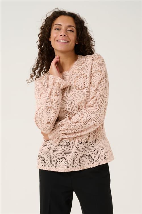 Cream Crtiley Lace Blouse Kvinde Burnished Lilac Langærmede Bluser Str 44 - hos Magasin