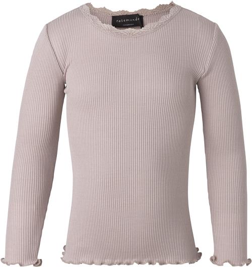 Rosemunde Silk Tshirt Regular ls w/ Lace Str 4 år - Lyserød Langærmede T-shirts Silke hos Magasin