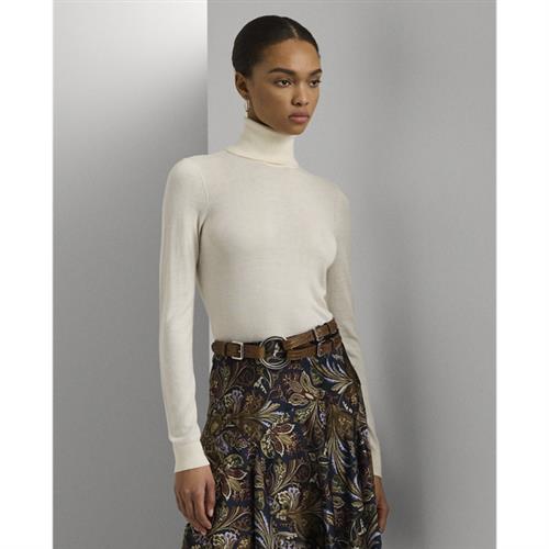 Lauren Ralph Lauren Modal Silk Nylonls Sweater Kvinde Mascarpone Cream Rullekraver Str L - hos Magasin