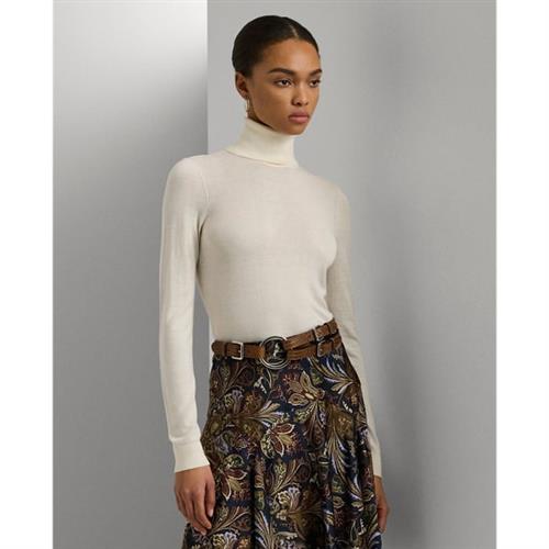 Se Lauren Ralph Lauren Modal Silk Nylonls Sweater Kvinde Mascarpone Cream Rullekraver Str S - hos Magasin ved Magasin