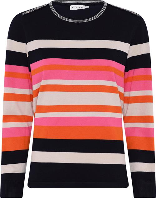 Micha Bbjumper_Bbautumnviscstripekni Kvinde Navy/orang Sweaters Str S - hos Magasin