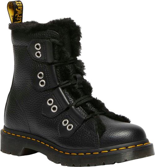 Dr. Martens 1460 Ltt Fl Black Milled Nappa+Wanama+Milo Fur Kvinde Black Snørestøvler Str 40 - hos Magasin