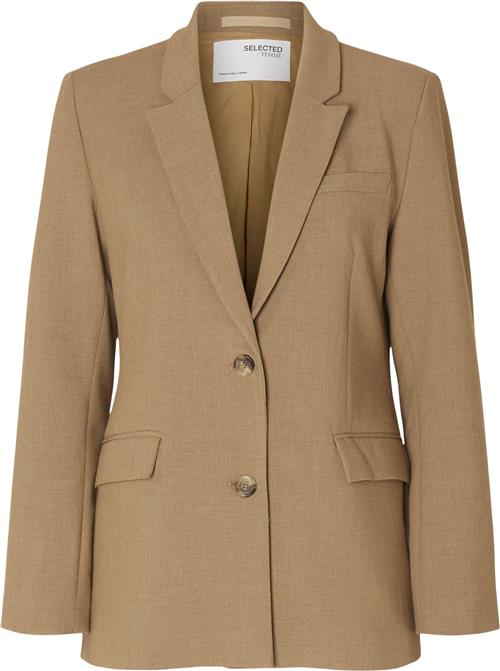 Se Selected Femme Slfrita LS Classic Blazer Camel MEL Kvinde Camel/melange Blazere Str 40 - hos Magasin ved Magasin