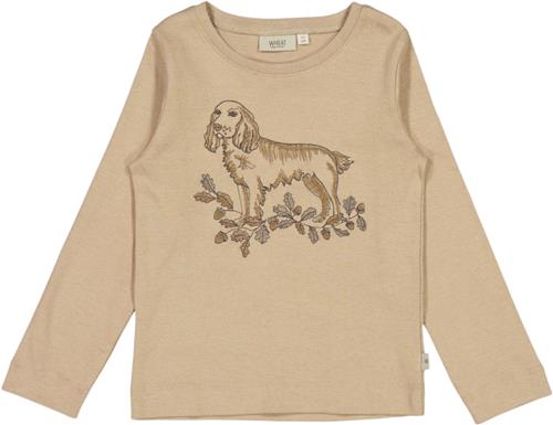 Wheat Tshirt Broderet Hund Str 110 / 5 år - Affogato Langærmede T-shirts Bomuld hos Magasin