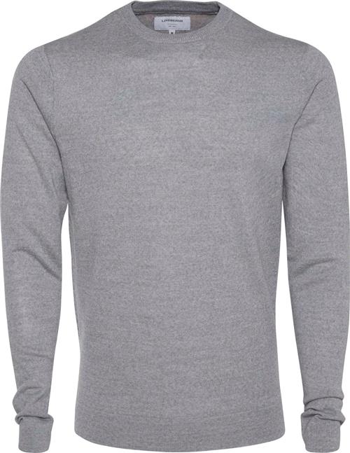 Lindbergh Merino Strik med Rund Hals Mand Lt Grey Mix Sweaters Slim Fit Str L Merino - hos Magasin