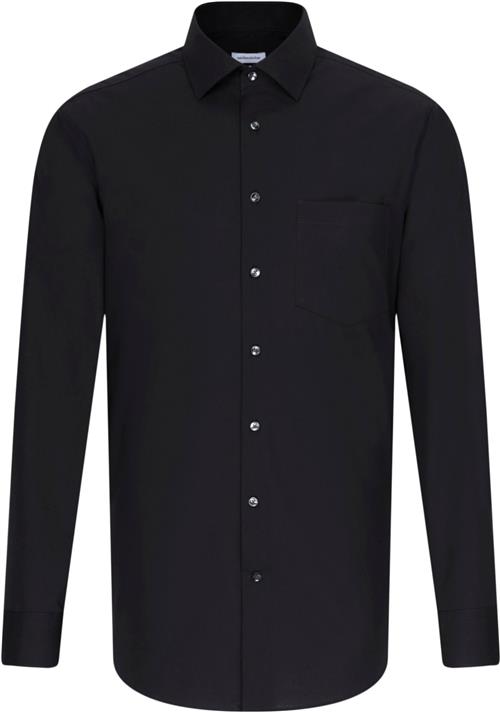 Seidensticker Business Shirt Regular Long Sleeve Kentcollar Uni Mand Black Langærmede Skjorter Regular Fit Str 41 - hos Magasin