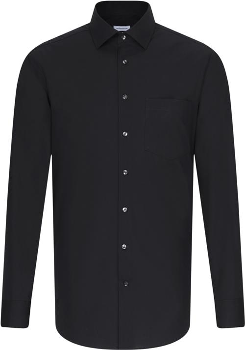 Seidensticker Business Shirt Regular Long Sleeve Kentcollar Uni Mand Black Langærmede Skjorter Regular Fit Str 46 - hos Magasin