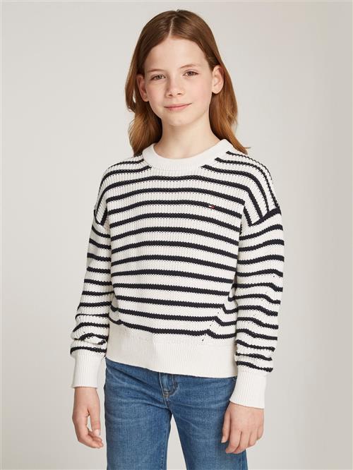 Tommy Hilfiger Essential Stripe Sweater Str 12 - Ancient White Desert Sky Stripe Sweatshirts hos Magasin