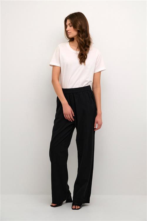 Kaffe Kanaya Wide Pants Kvinde Black Deep Bukser Med Brede Ben Relaxed Fit Str 46 - hos Magasin