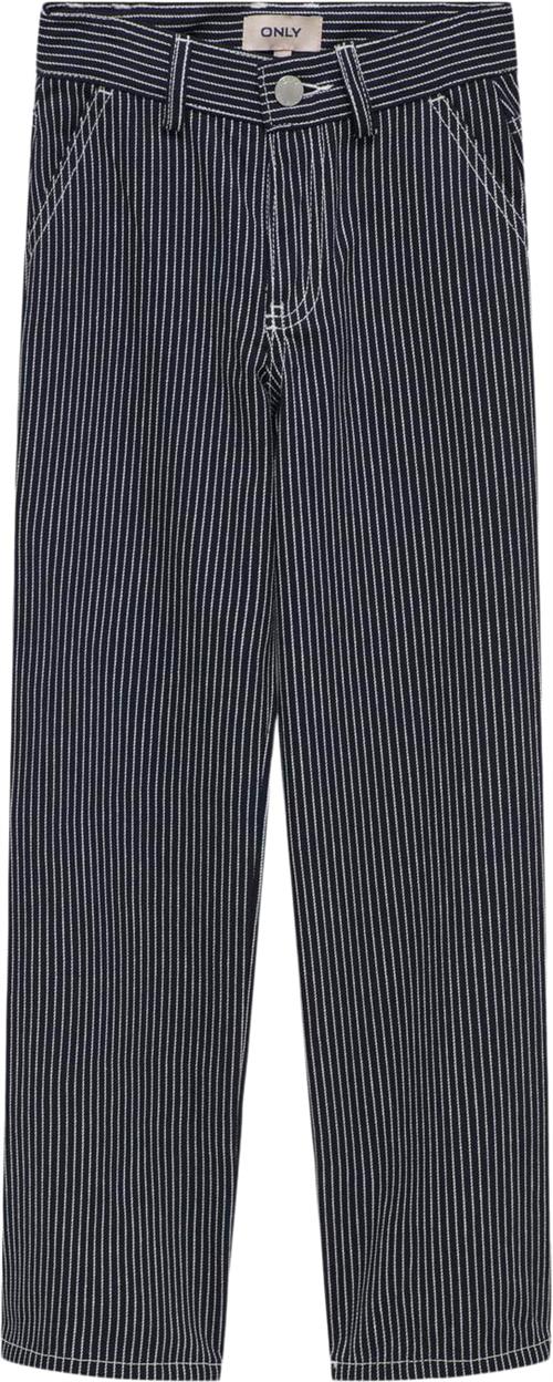 ONLY Kogmerle Straight Stripe Pant PNT Str 158 - Night Sky/white Bukser hos Magasin