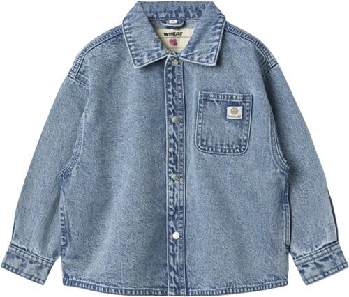 Wheat Langærmet Denim Skjorte Pappo Str 4 år / 104 cm Denim - Blå Skjorter hos Magasin