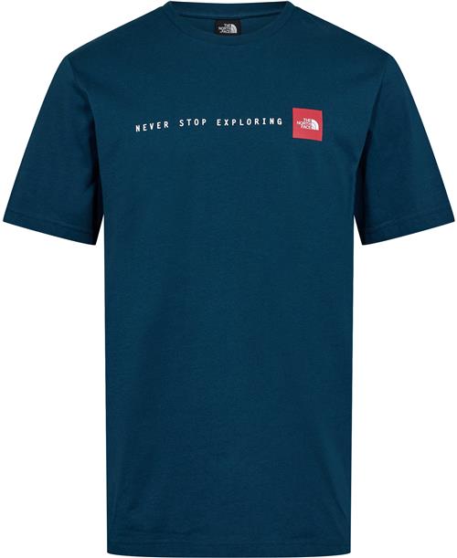 The North Face M S/S Never Stop Exploring TEE Midn Mand Midnight Petrol Kortærmede T-shirts Str L - Bomuld hos Magasin