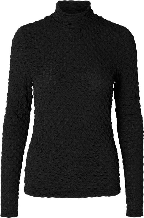 Se Selected Femme Slftimmi LS High Neck Structure TOP Kvinde Sort Toppe Slim Fit Str S - hos Magasin ved Magasin