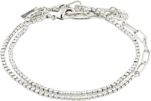 Se Pilgrim Rowan Crystal Bracelet, 2in-1, Silver-plated one size - Kædearmbånd Uden Vedhæng hos Magasin ved Magasin