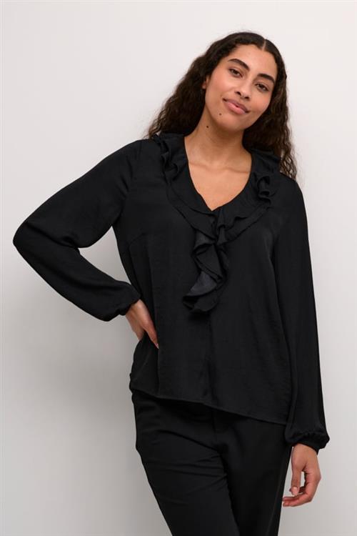 Kaffe Kacassie Blouse Kvinde Black Deep Langærmede Bluser Str 40 - hos Magasin