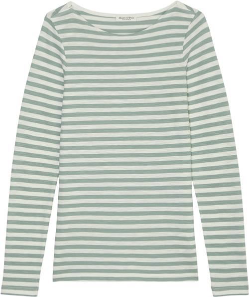 Marc O’Polo Tshirt, Long Sleeve, Boat Neck, st Kvinde Multi/ Faded Mint Langærmede T-shirts Str L - hos Magasin