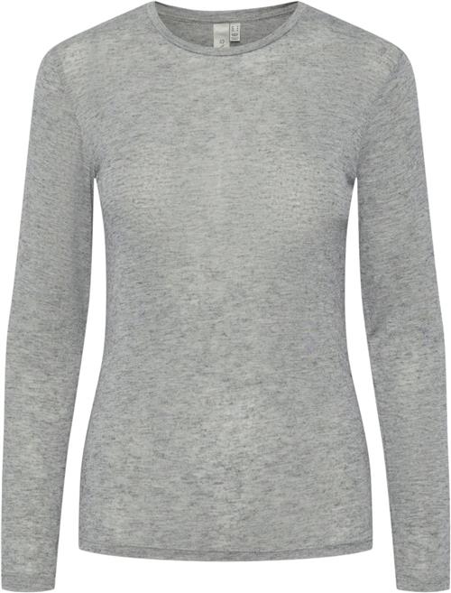 YAS Yaswoola LS TOP Noos Kvinde Medium Grey Melange Toppe Str XS - hos Magasin