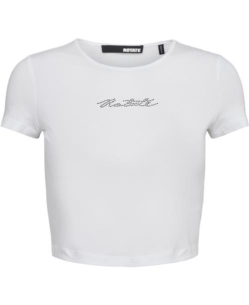 Se ROTATE Birger Christensen Cropped Tshirt Kvinde Bright White Kortærmede T-shirts Str 38 - hos Magasin ved Magasin