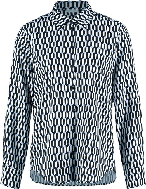 Gerry Weber Blouse 1/1 Sleeve Kvinde Black/offwhite/blue Graf.Print Toppe Str 38 - hos Magasin