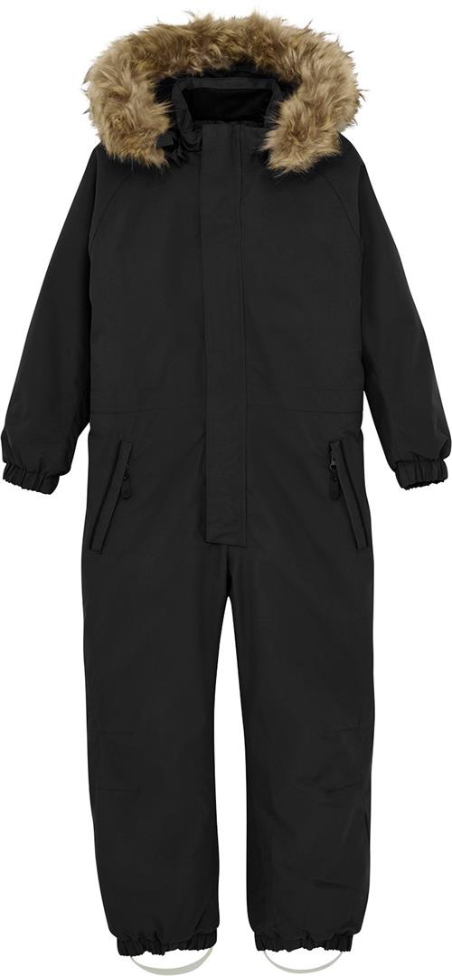 Color Kids Coverall W. Fake Fur Str 128 - Black Flyverdragter Gummi hos Magasin