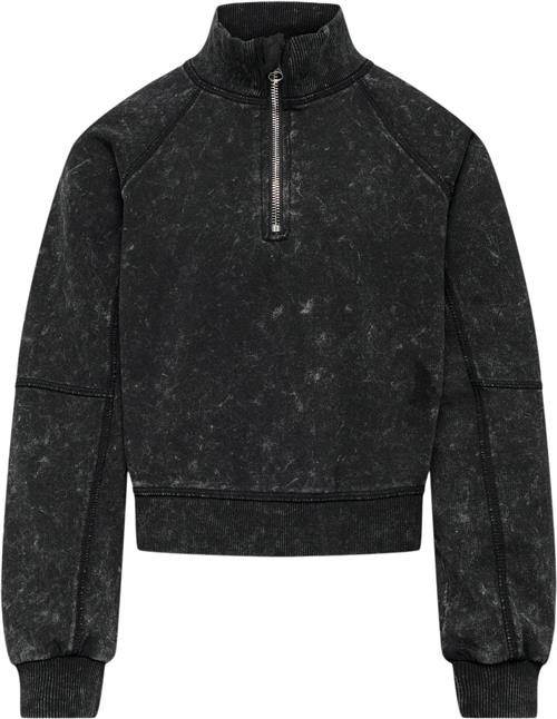 Se ONLY Kogdonna L/S Half ZIP Washed UB SWT Str 146/152 - Sort Sweatshirts hos Magasin ved Magasin