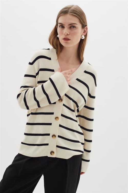 InWear Seffieiw Cardigan Kvinde Whisper White / Black Cardigans Str XS - hos Magasin