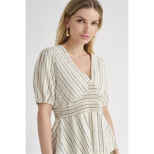 A-VIEW Lassie Blouse Kvinde Off White/black Stripe Kortærmede Bluser Str 38 - hos Magasin