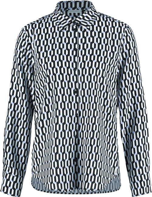 Se Gerry Weber Blouse 1/1 Sleeve Kvinde Black/offwhite/blue Graf.Print Toppe Str 46 - hos Magasin ved Magasin