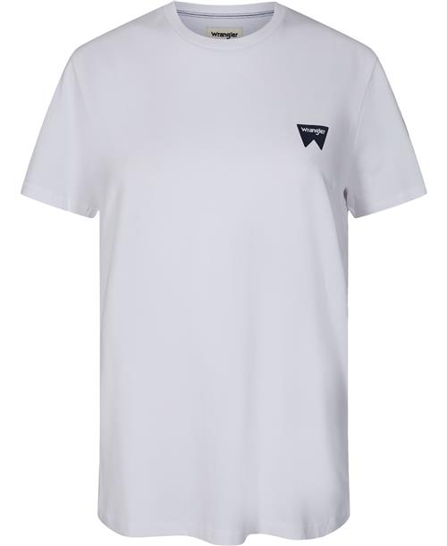 Wrangler SS Sign OFF TEE White Kvinde White Kortærmede T-shirts Str L - Bomuld hos Magasin