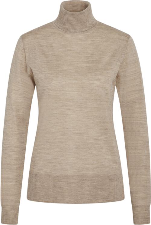 Bruuns Bazaar Charlenebbroll Neck Knit Kvinde Sand Melange Rullekraver Str L - hos Magasin