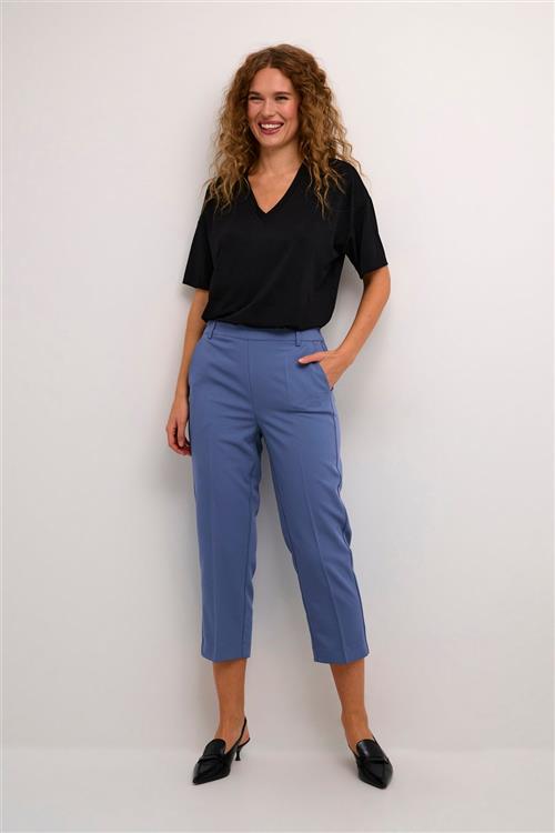 Se Kaffe Kasakura HW Cropped Pants Kvinde Blue Indigo Bukser Str 40 - hos Magasin ved Magasin