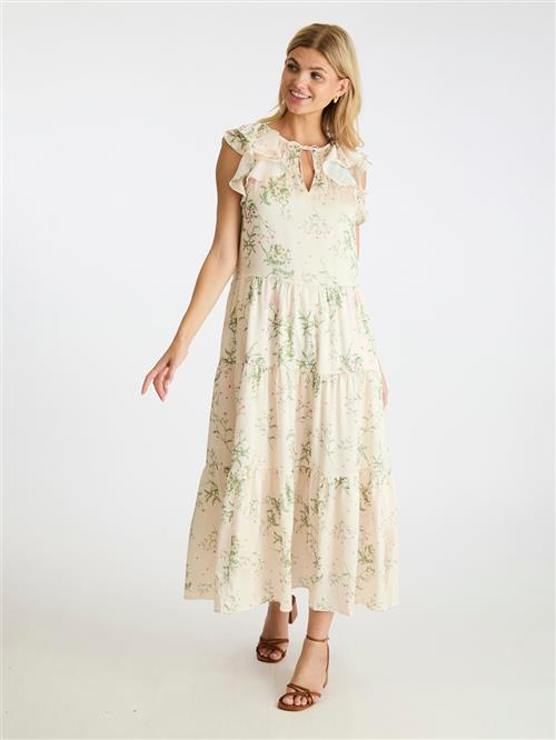 Neo Noir Messina Flower Field Dress Kvinde Off White Maxi Kjoler Str 42 - hos Magasin