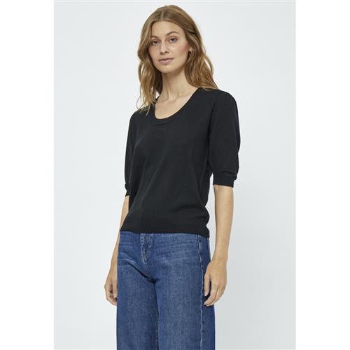 Se Minus Mspam Scoop Neck Knit Tshirt Kvinde Black Kortærmede T-shirts Str S - hos Magasin ved Magasin