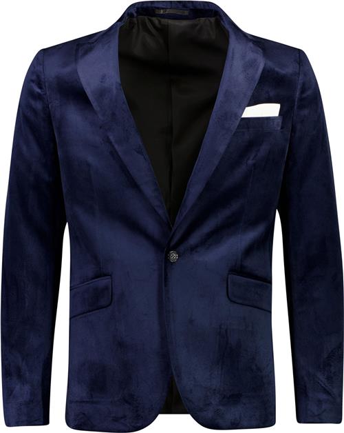 Lindbergh Velvet Blazer Mand Blå Blazere Str 52 - Velour hos Magasin