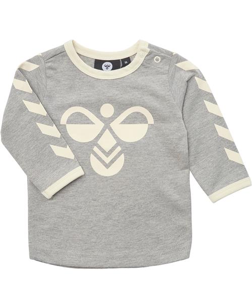 Hummel Hmlflipper Tshirt L/S Str 9-12 mdr / 80 - Grå Langærmede T-shirts hos Magasin