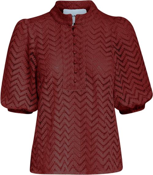 Minus Msjeva Half Sleeve Blouse Kvinde Madder Brown Kortærmede Bluser Str 36 - hos Magasin