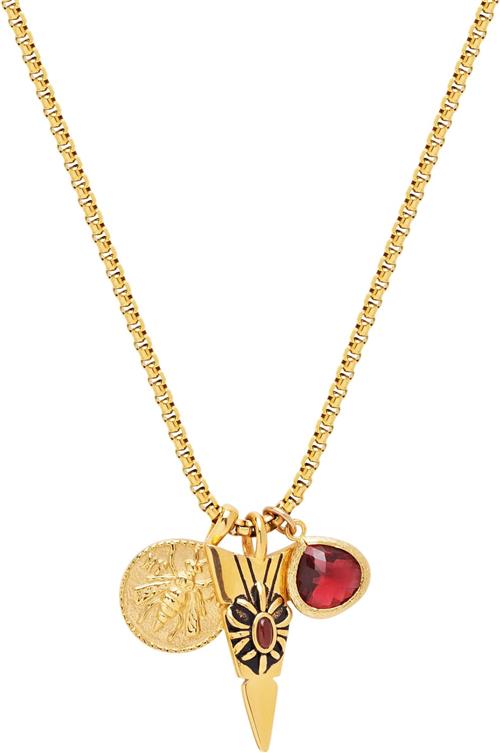 Se Nialaya Men's Golden Talisman Necklace With Arrowhead, Red Ruby CZ D 61 cm - Halskæder Stål hos Magasin ved Magasin