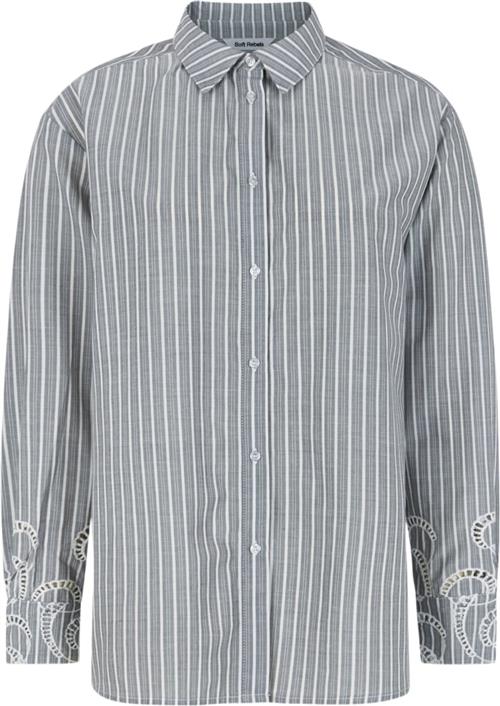 Soft Rebels Srbibi Shirt Striped Kvinde Grey Yd Stripe Langærmede Bluser Str XS - hos Magasin