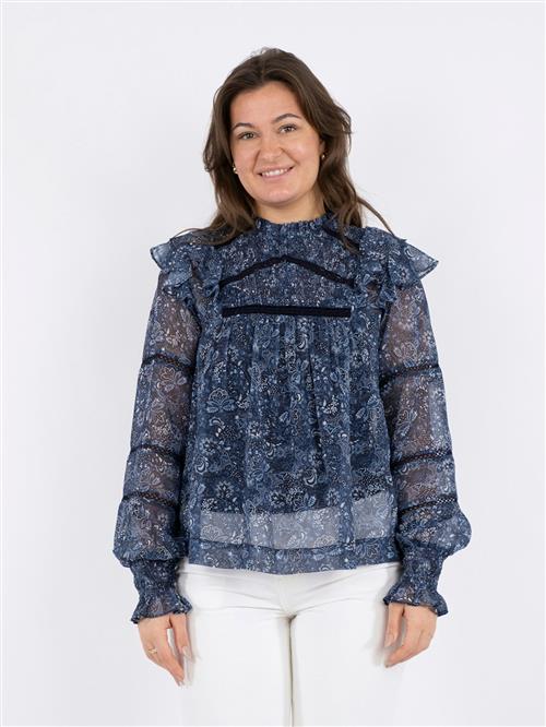 Se Neo Noir Sarna Pure Paisley Blouse Kvinde Blå Langærmede Bluser Str 40 - hos Magasin ved Magasin