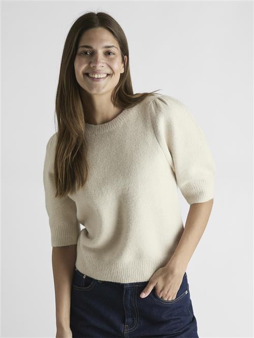 Neo Noir Martha Bow Knit Tee Kvinde Ivory Kortærmet Strik Str 38 - hos Magasin