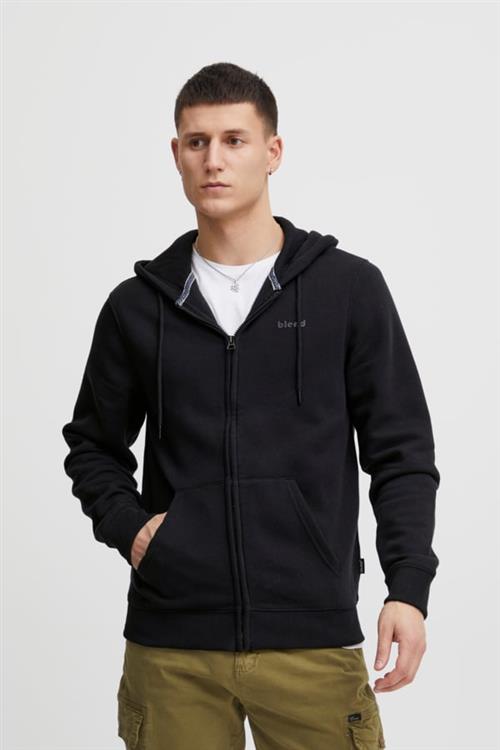 Blend Bhdownton Zipthrough Sweatshirt Mand Black Hoodies Regular Fit Str XL - hos Magasin