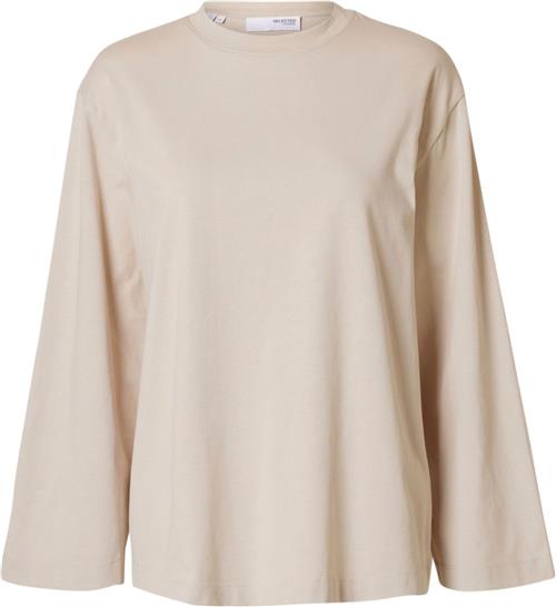 Selected Femme Slfelisa LS Boxy TEE D2 Kvinde Oatmeal Langærmede Bluser Str L - hos Magasin