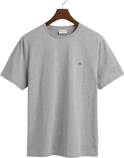 Gant REG Shield SS Tshirt Mand Grey Melange Kortærmede T-shirts Str M - hos Magasin