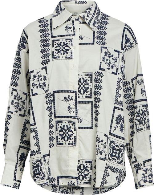 Object Objdicte L/S LO Shirt CC1 AW Kvinde White Sand/sky Captain Embroidery Langærmede Skjorter Str 36 - hos Magasin