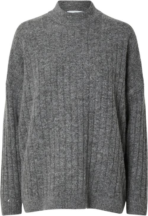 Se Selected Femme Slfmaline LS Knit High Neck Noos Kvinde Grå Sweaters Str XS - hos Magasin ved Magasin