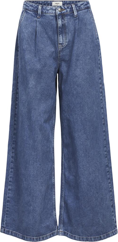 Se Object Objmoji Denim MW Wide Jeans 135 Kvinde Medium Blue Denim Wide Jeans Str L Denim - hos Magasin ved Magasin