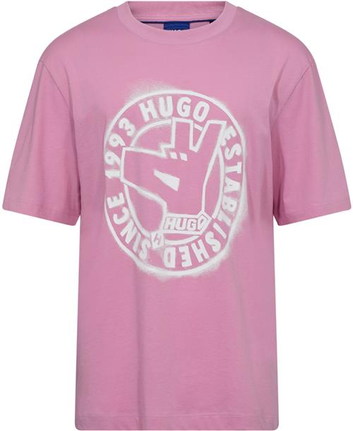 HUGO Norieles Mand Medium Pink Kortærmede T-shirts Str L - hos Magasin