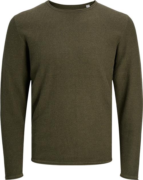 Se Jack & Jones Jjecooper Knit Crew Neck Noos Mand Olive Night Sweaters Str L - hos Magasin ved Magasin