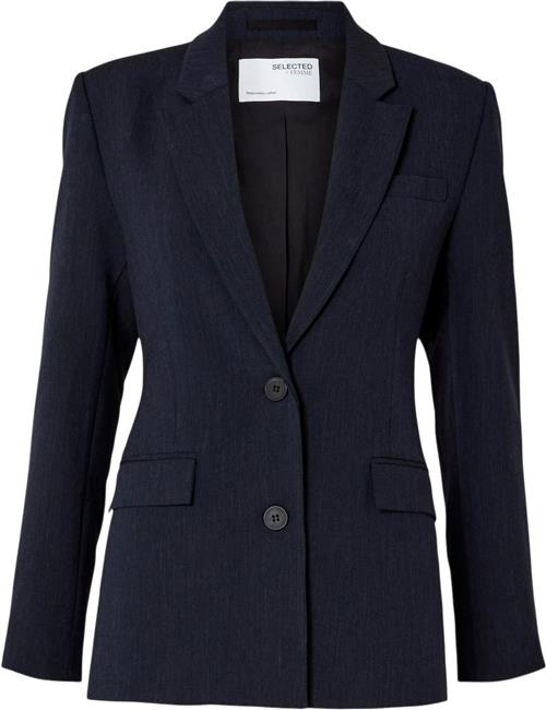 Selected Femme Slfrita LS Classic Blazer DSM Noos Kvinde Dark Sapphire/melange Blazere Str 38 - hos Magasin